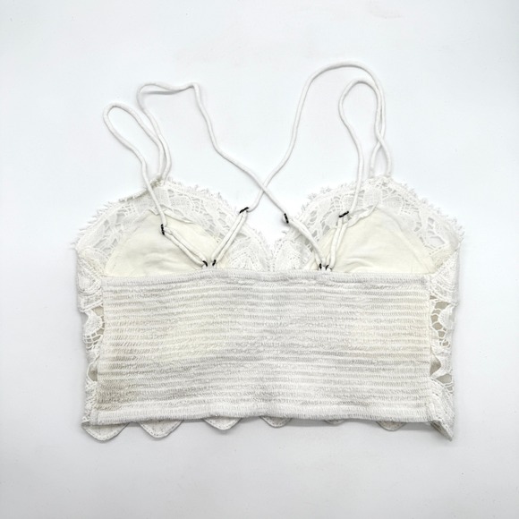 Free People FP One Ilektra Lace Bralette Set of 2 Black White Small Smocked Boho - Picture 8 of 16